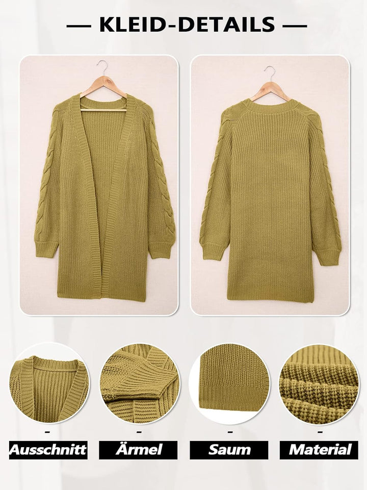 Maavoki Damen Lang Strickjacke Oversize Langarm Sweater Cardigan Casual Strickmantel Herbst Outerwea