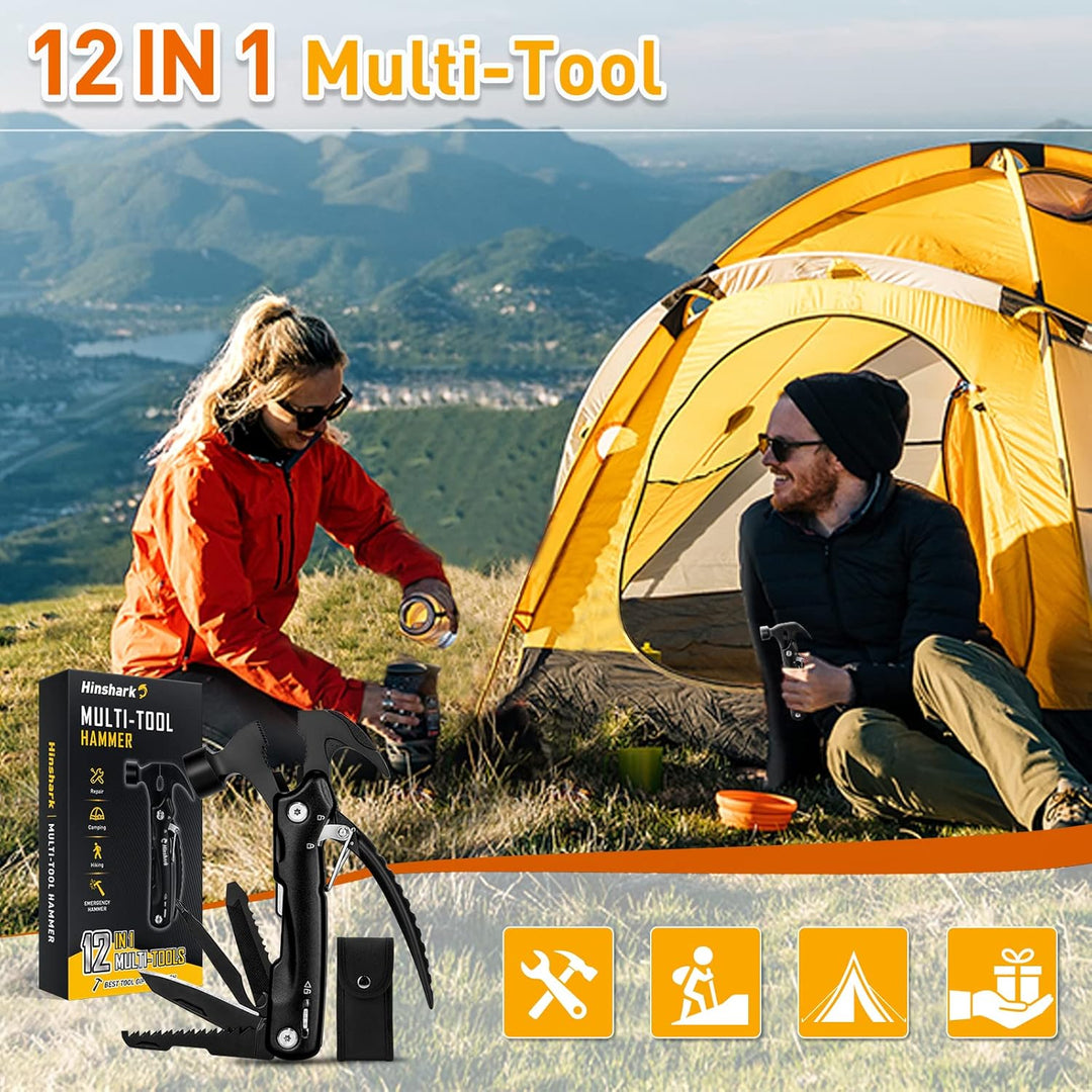 Hinshark Geschenke für Männer, 12 in 1 Multitool Camping Zubehör, Adventskalender Füllung für Männer