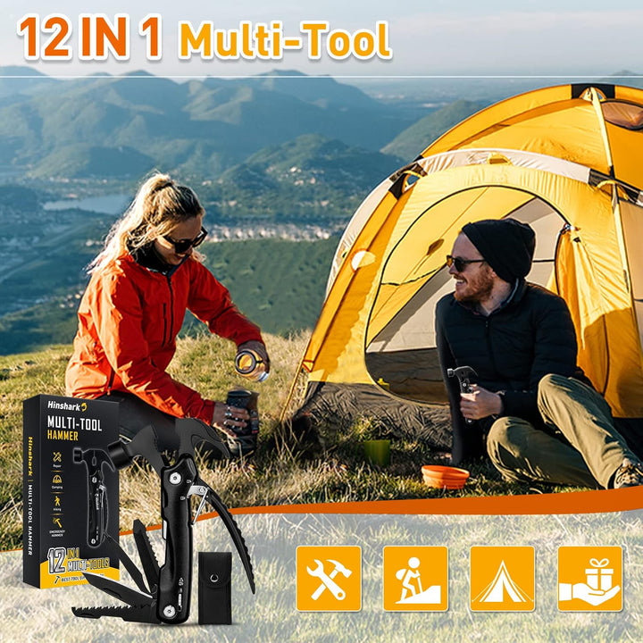 Hinshark Geschenke für Männer, 12 in 1 Multitool Camping Zubehör, Adventskalender Füllung für Männer