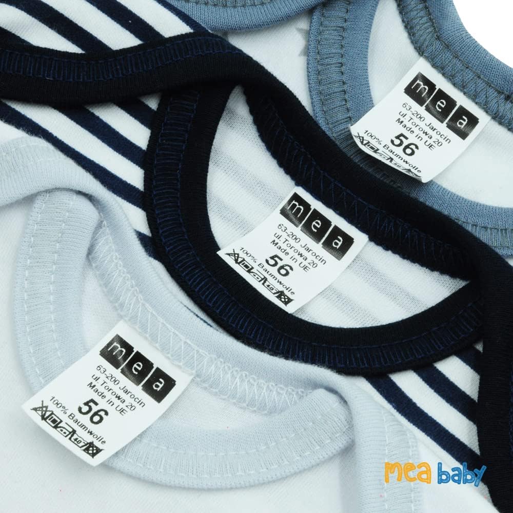 MEA BABY Unisex Baby Langarm Body aus 100% Baumwolle im 5er Pack, Baby Body mit Aufdruck für Mädchen