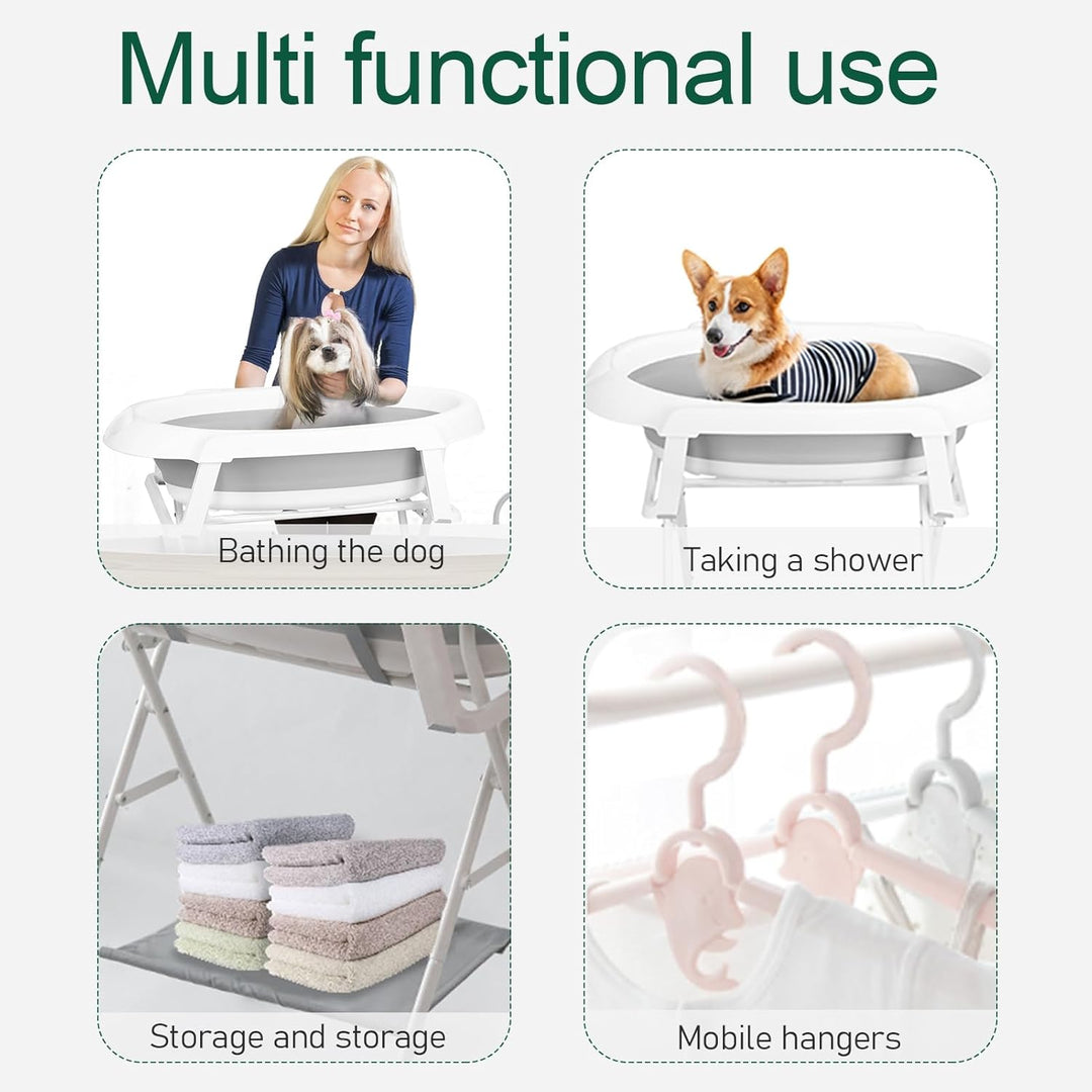 2-in-1-Hundebadewanne, Hundewaschstation, faltbare Haustier-Badewanne zum Baden und Pflegen, zusamme
