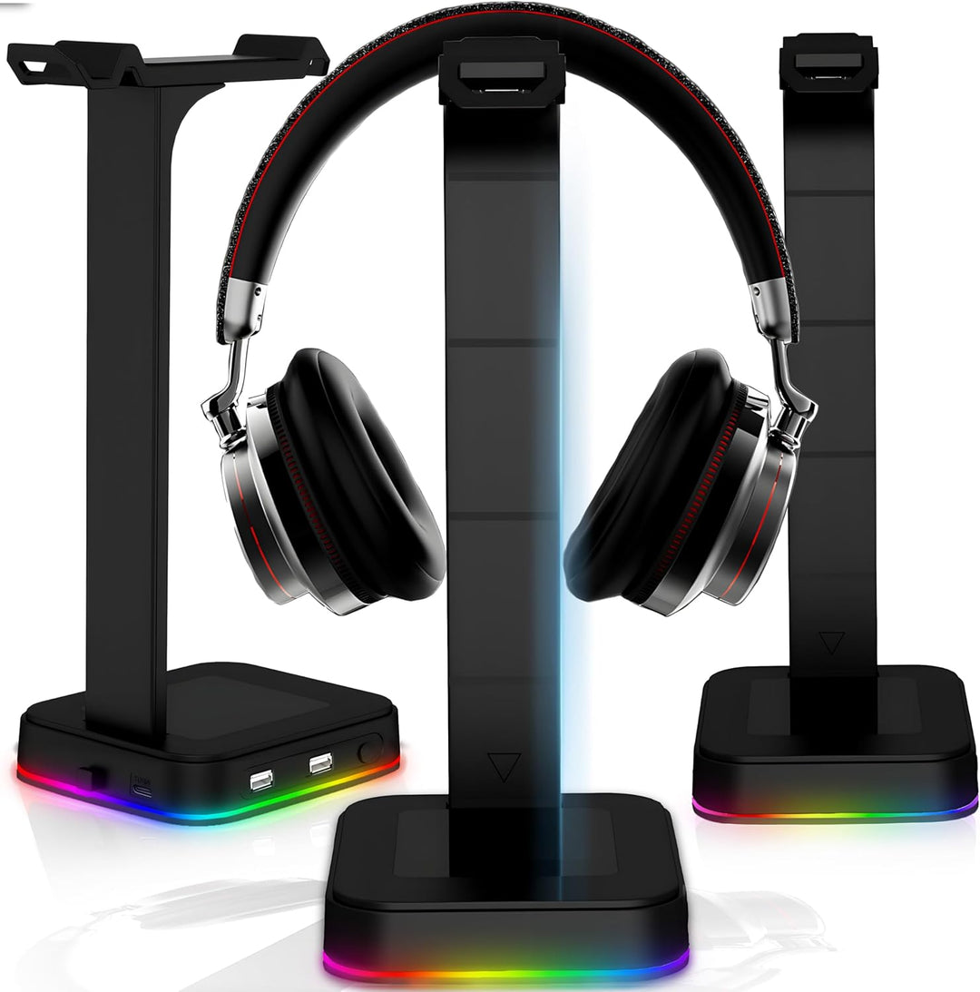 Retoo Headset Halterung Kopfhörer Ständer RGB Universal HUB USB Halter für Over Ear Kopfhörer Gaming
