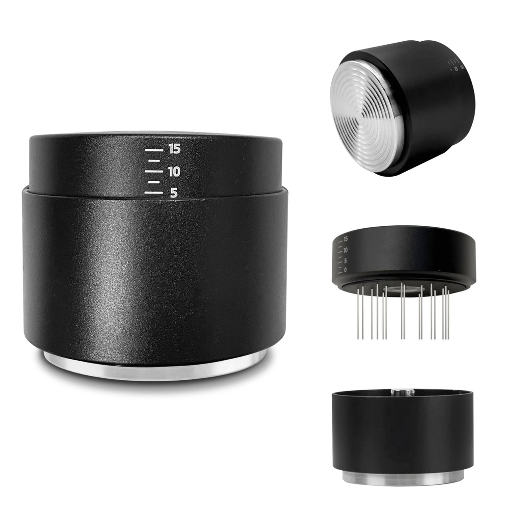 3-in-1 Kaffeeverteiler und Tamper mit WDT Werkzeug – Einstellbares Espresso Verteiler-Set – Profi Ba