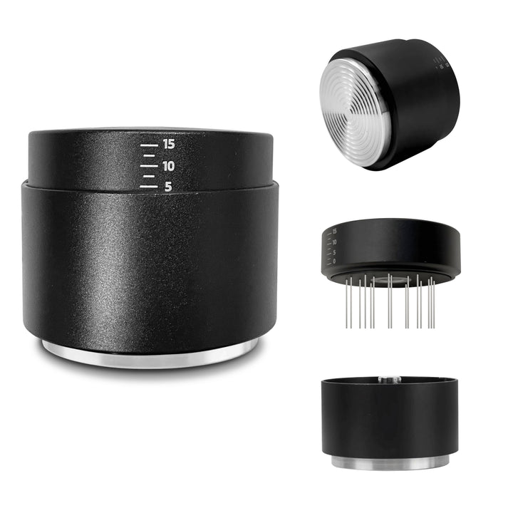 3-in-1 Kaffeeverteiler und Tamper mit WDT Werkzeug – Einstellbares Espresso Verteiler-Set – Profi Ba