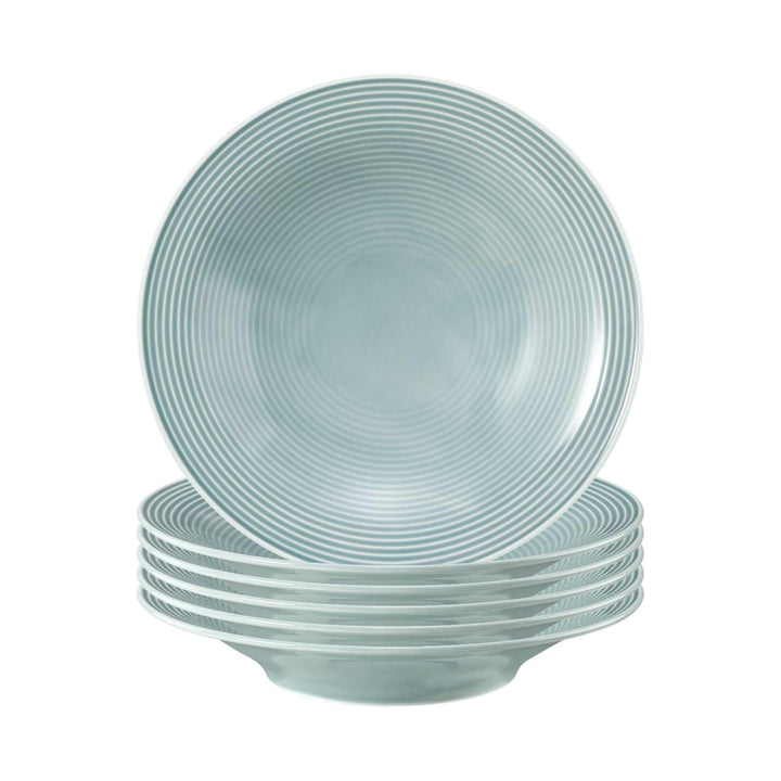 Seltmann Weiden Beat Color Glaze Suppenteller 6er Set, ø 22,5 cm, Tiefer runder Teller mit Rillenrel