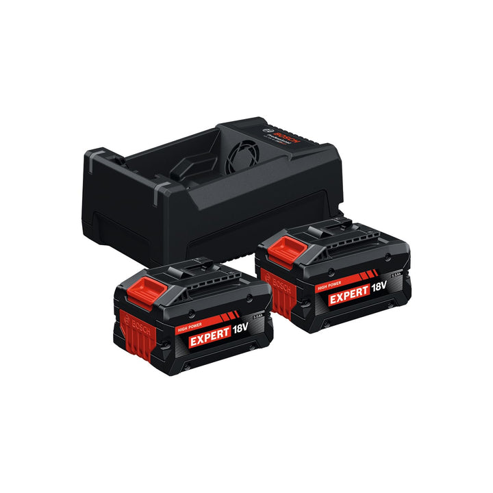 Bosch EXPERT 18V System Hochleistungs-Starter-Set: 2x EXBA18V-55 + 1x Schnellladegerät GAL 12V/18V-1