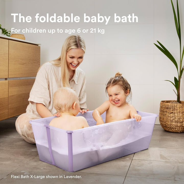 Stokke Flexi Bath X-Large, Ocean Blue - Geräumige faltbare Babybadewanne - Leichte Konstruktion & ei