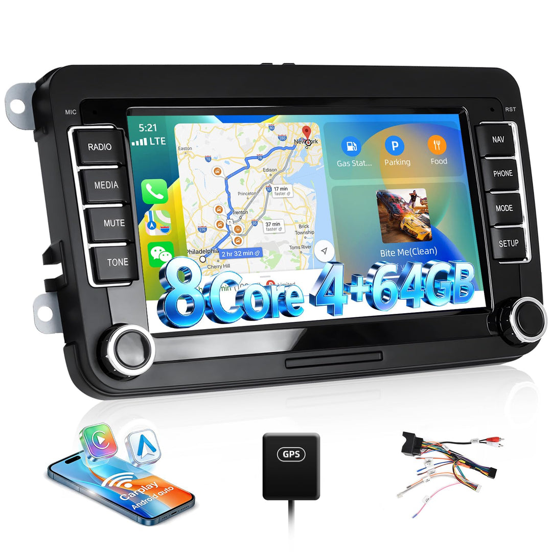 SIXWIN 8-Core 4+64G Android 15 Carplay/Android Auto/DSP Autoradio für VW Golf 5 6 Touran Polo, 7 Zol