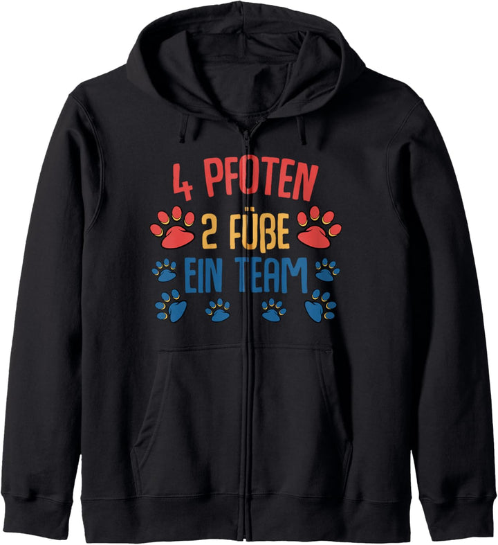 4 Pfoten 2 Füsse Ein Team Hundebesitzer Tier Lustiger Spruch Kapuzenjacke