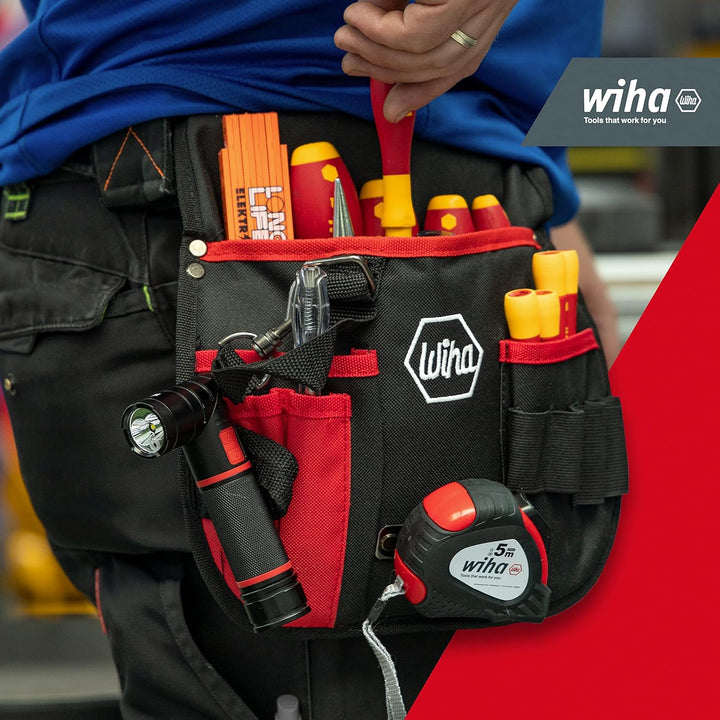 Wiha Werkzeug Set Grundausstattung Elektriker 18 teilig I Gürteltasche I für mobilen Einsatz I VDE W