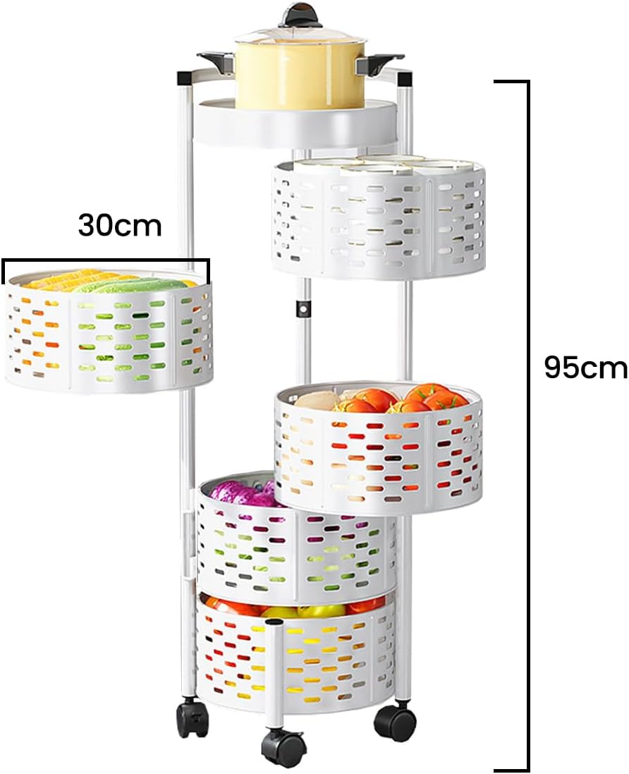 Heikoeco® Servierwagen, Küchenwagen, drehbarer Servierwagen mit Rollen aus extra Dicker Stahl, platz