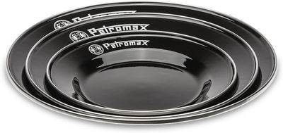 Petromax Emaille Teller schwarz 2 Stück (26 cm) | hochwertiger Edelstahlrand | hygienisch | leicht |