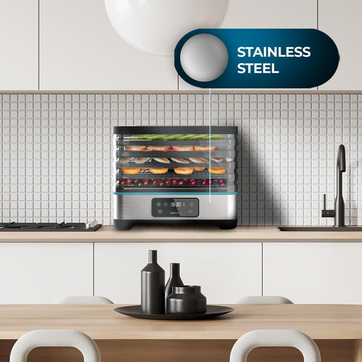 Cecotec VitaDry Pro Lebensmitteldehydrator, 300 W, Fruchtdehydrator mit 5 Ablagen, höhenverstellbar,