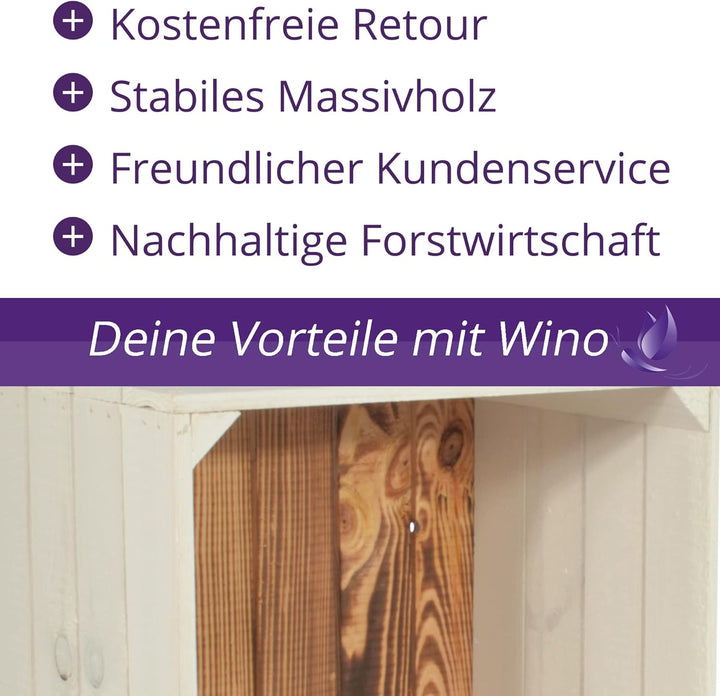 CHICCIE Weinregal Wino aus Holz - Greta Geflammt Weiss Holzkiste (3, Komboset) 3