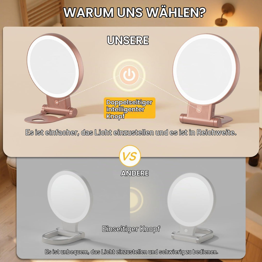 Auxmir Kosmetikspiegel mit Beleuchtung, 30X/1X Doppelseitig Schminkspiegel mit Licht, Dimmbar Spiege