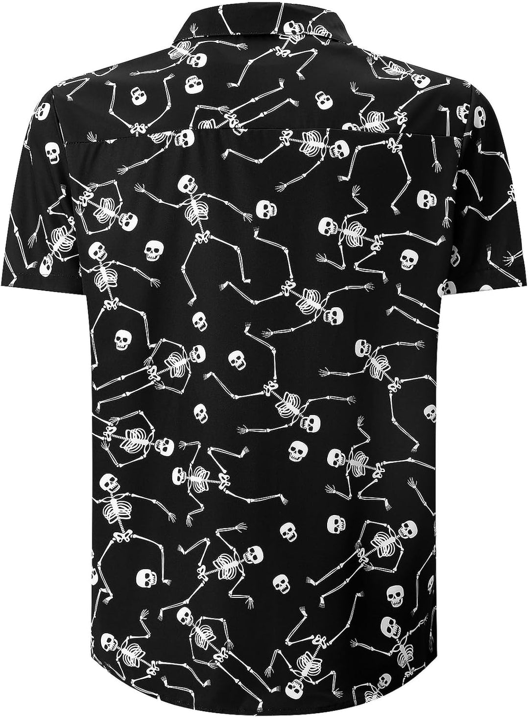 Herren Halloween Shirt Kostüm Kurzarm Knopf Nach Oben Hemd M Skelett, M Skelett