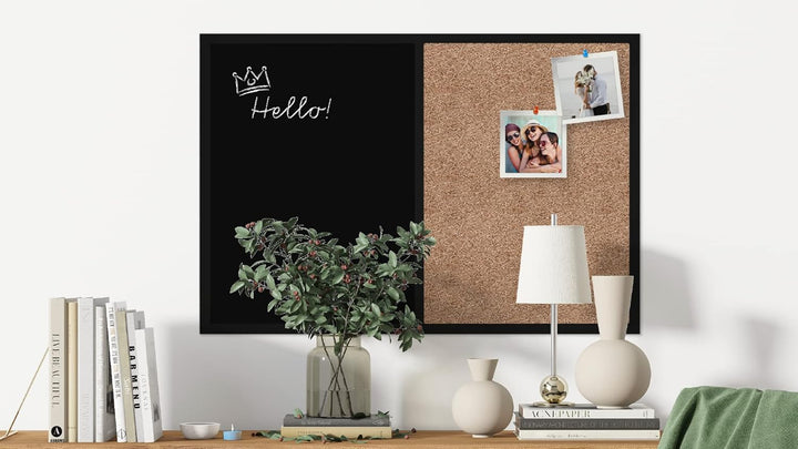 ALLboards Kombitafel 2 in 1 Schwarze Magnetische Kreidetafel & Kork-Pinnwand schwarz magnetisch 90×6