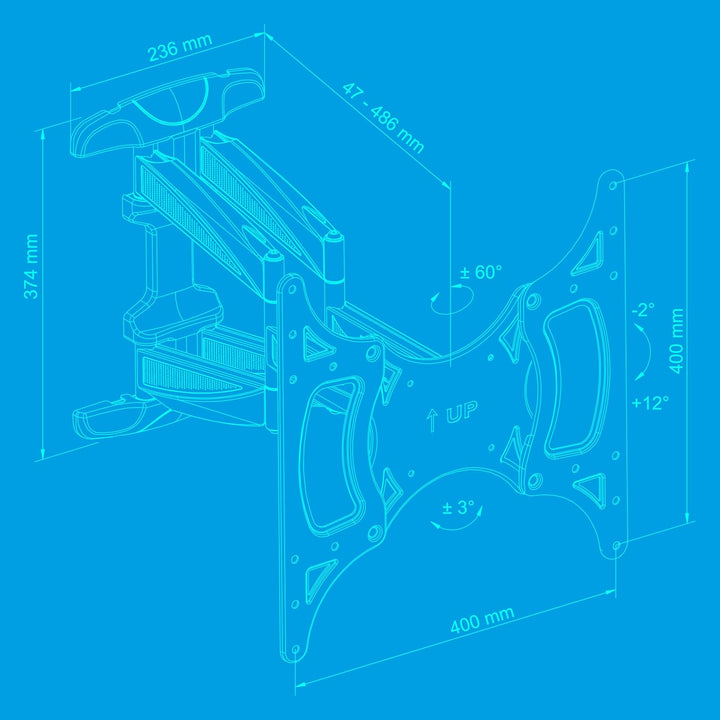 TechniSat TECHNIMOUNT FLEX – flexible Wandhalterung für Flachbild-Fernseher (45 kg Belastung, Bildsc