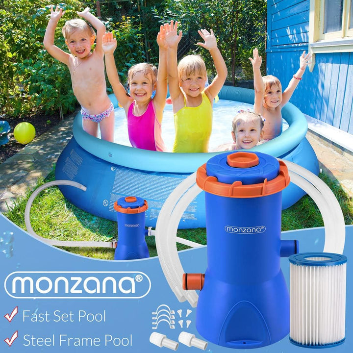 MONZANA® Filterpumpe MZP90 3800L/h 90 W Leistung Pool Filter Kartusche Schlauch Kartuschenfilteranla