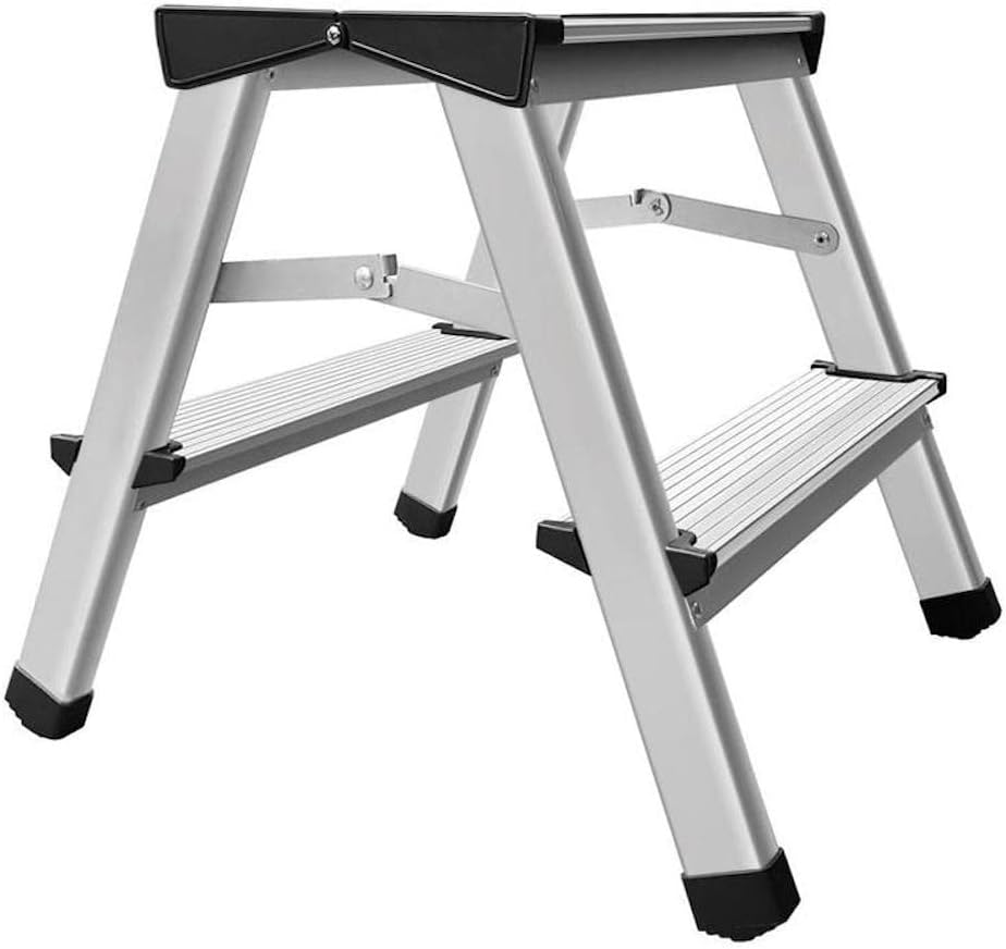 PROREGAL Metal Double Giraffe Doppelseitige-Aluminium-Stufenstehleiter | 3 Stufen | HxB 90x44cm | 12