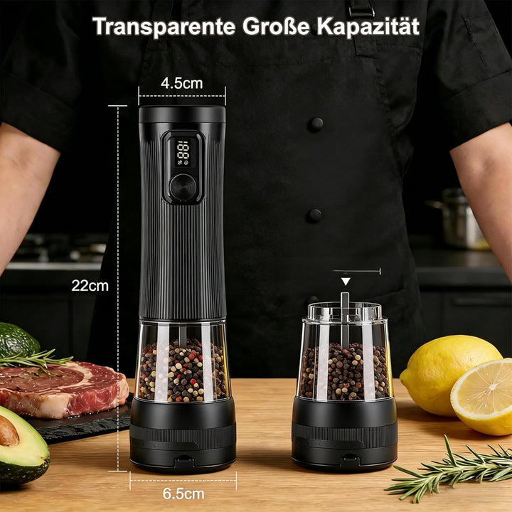 Elektrische Salz und Pfeffermühle Set mit USB Ladebasis,100ml Grosses Fassungsvermögen,Elektrisch Ge