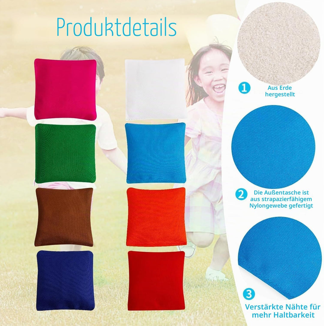 32 Stück Cornhole Säckchen, 8 × 8 cm Nylon Wurfsäckchen – Mini Bean Bags für Tossing, Kinder Outdoor