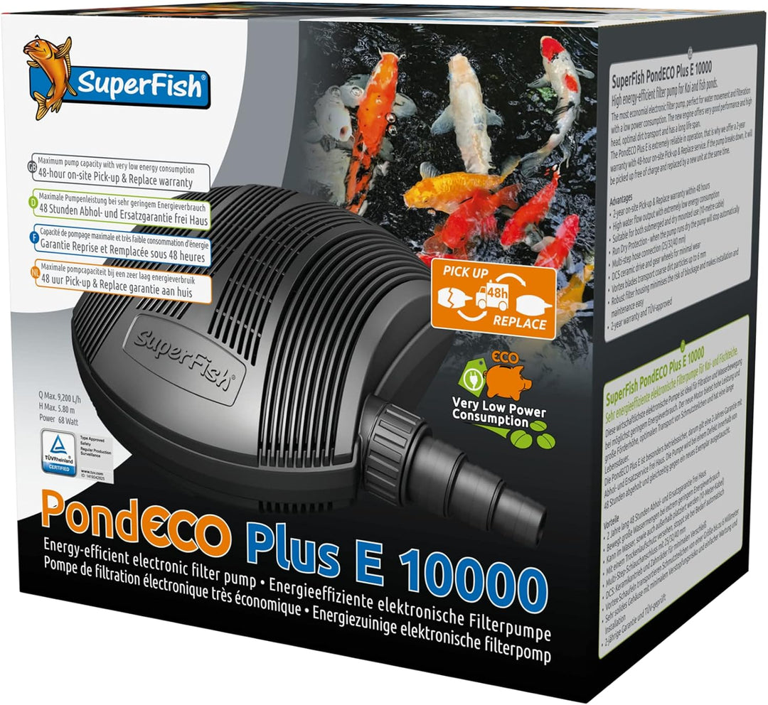 SF Teichpumpe Pond Eco Plus -E-   10.000-68W (9200 l/h) E 10.000 Schwarz, E 10.000 Schwarz