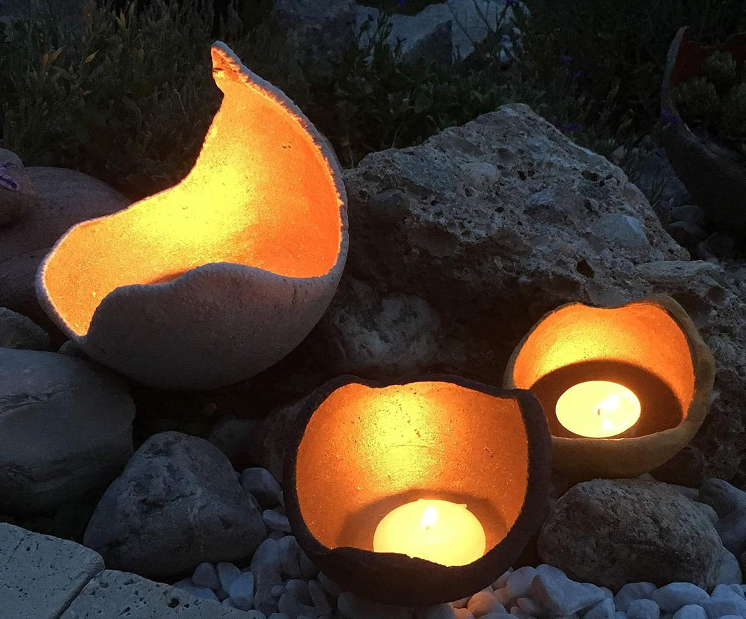 Lichtschale gold - S (15cm) - Beton weiss - Unikat handmade - Windlicht - Geburtstagsgeschenk - Deko