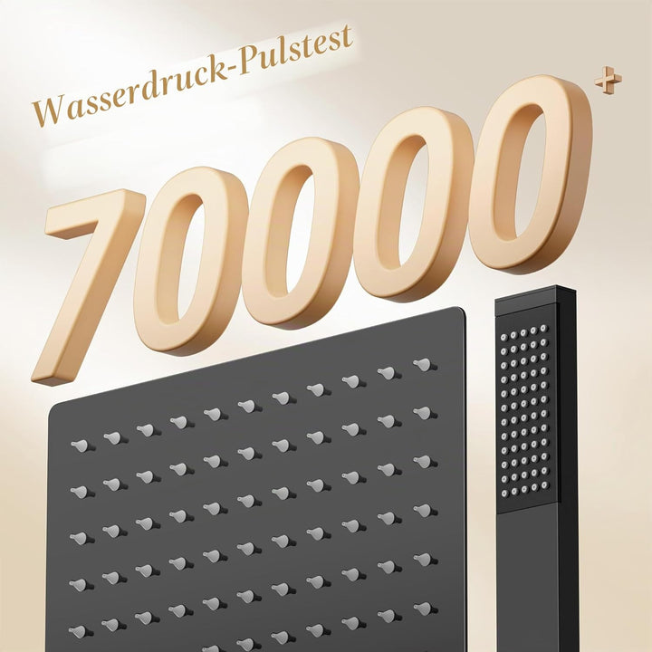 KES Unterputz Duscharmatur Set Duschkopf Regendusche Schwarz 3 Funktionen mit Handbrause Duschschlau