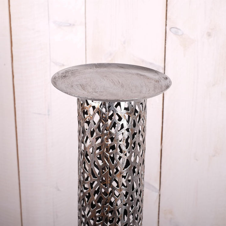 IMPOSANTER Design KERZENLEUCHTER Eternal Bodenleuchter Metall 80 cm antik-Silber
