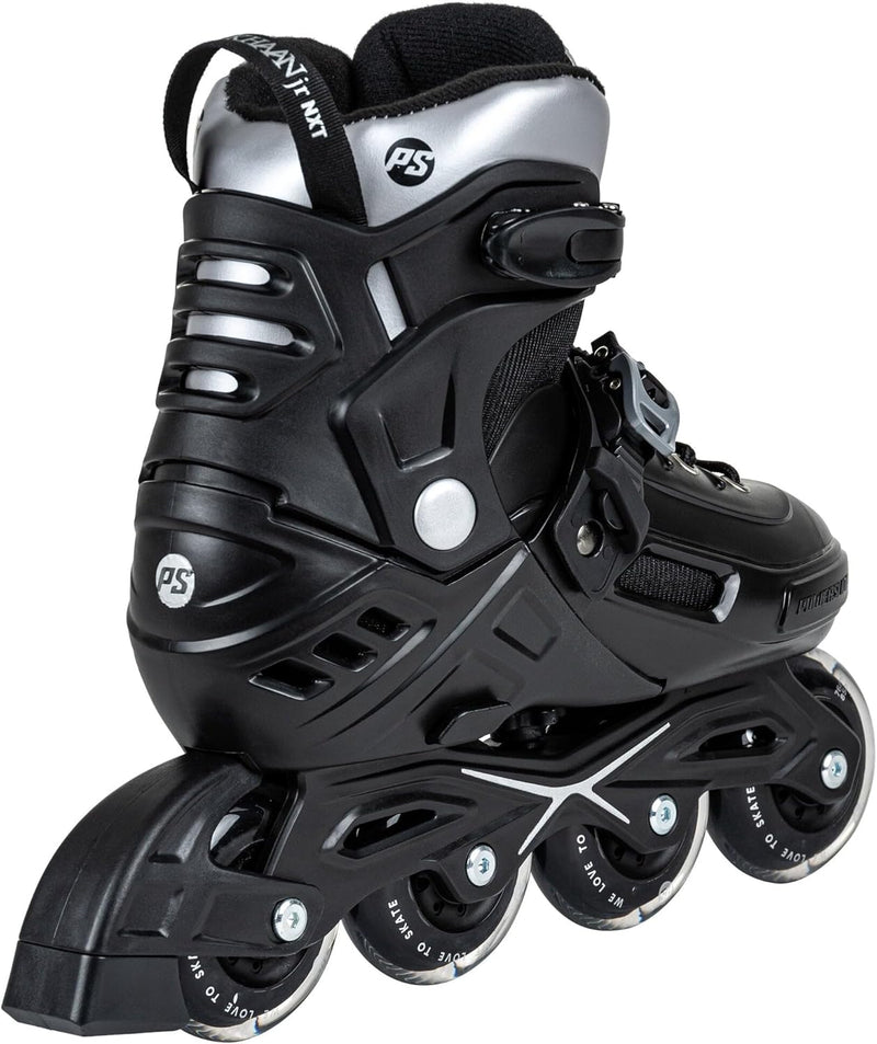 Powerslide Kinder Inline Skate Khaan Junior NXT Black, grössenverstellbar, für Fitness, Urban, Hocke