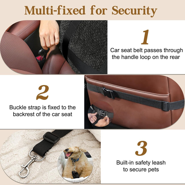 Pawaboo Hund Autositz, Hund Booster Autositz für Klein Hunde, Welpensitz für Auto mit Fest Schnalle
