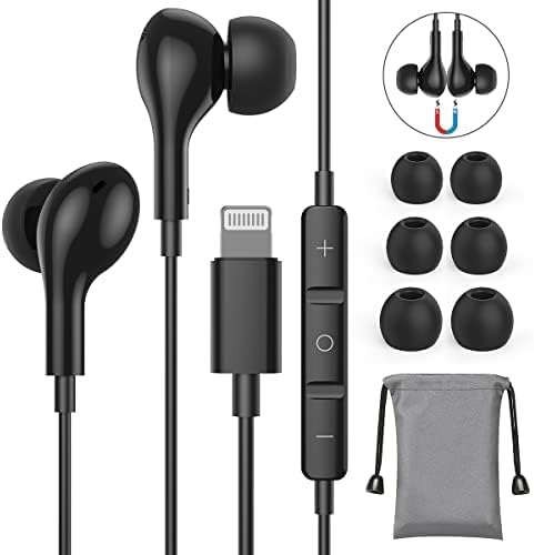 Guguearth MFi-Zertifiziert Lightning Kopfhörer für iPhone, Magnetische Kopfhörer mit Kabel Kompatibe