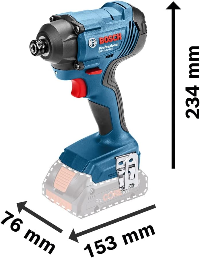 Bosch Professional 18V System Akku Drehschlagschrauber GDR 18V-160 (ohne Akkus und Ladegerät, 1/2 L-