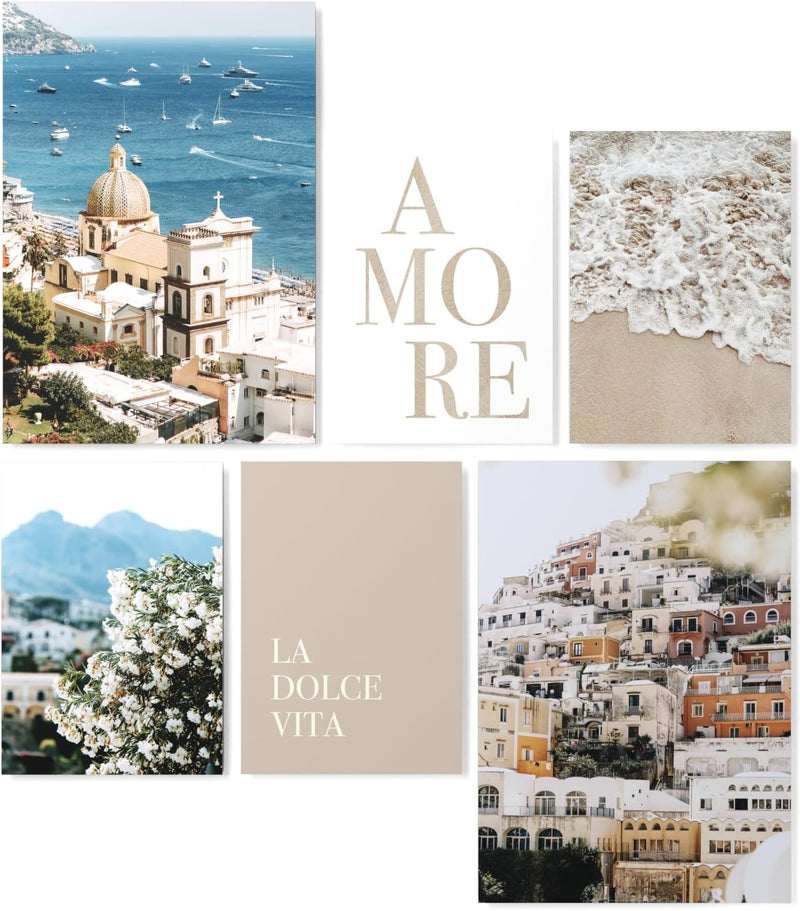 Papierschmiede® Mood Poster Set La Dolce Vita, Bilder Wohnzimmer Deko Schlafzimmer, 2x DIN A2 und 4x