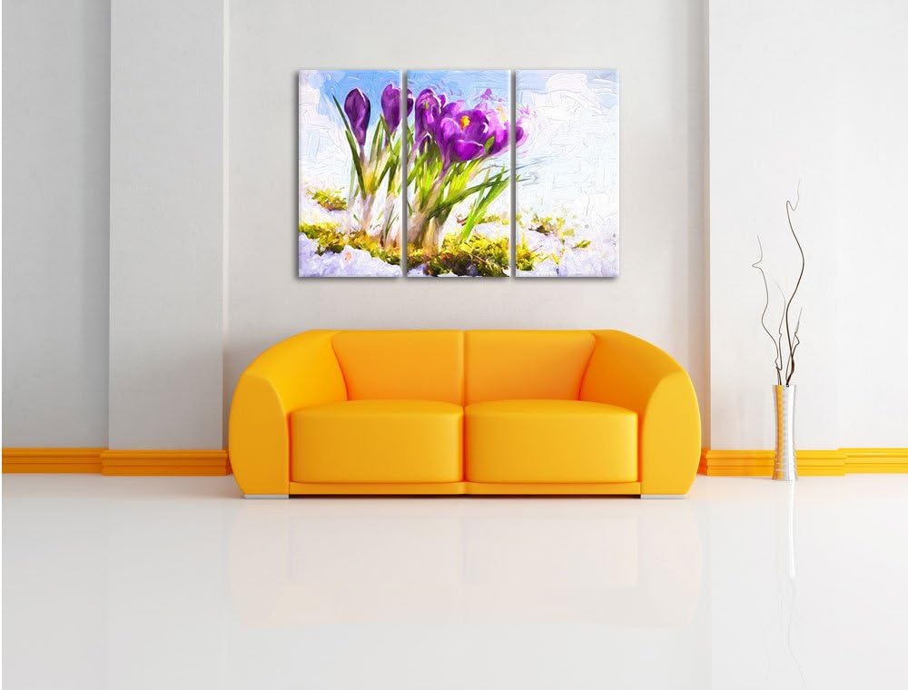Pixxprint Frühling florwer Hintergrund / 3-Teilig/Gesamtmass 120cm Leinwandbild bespannt auf Holzrah