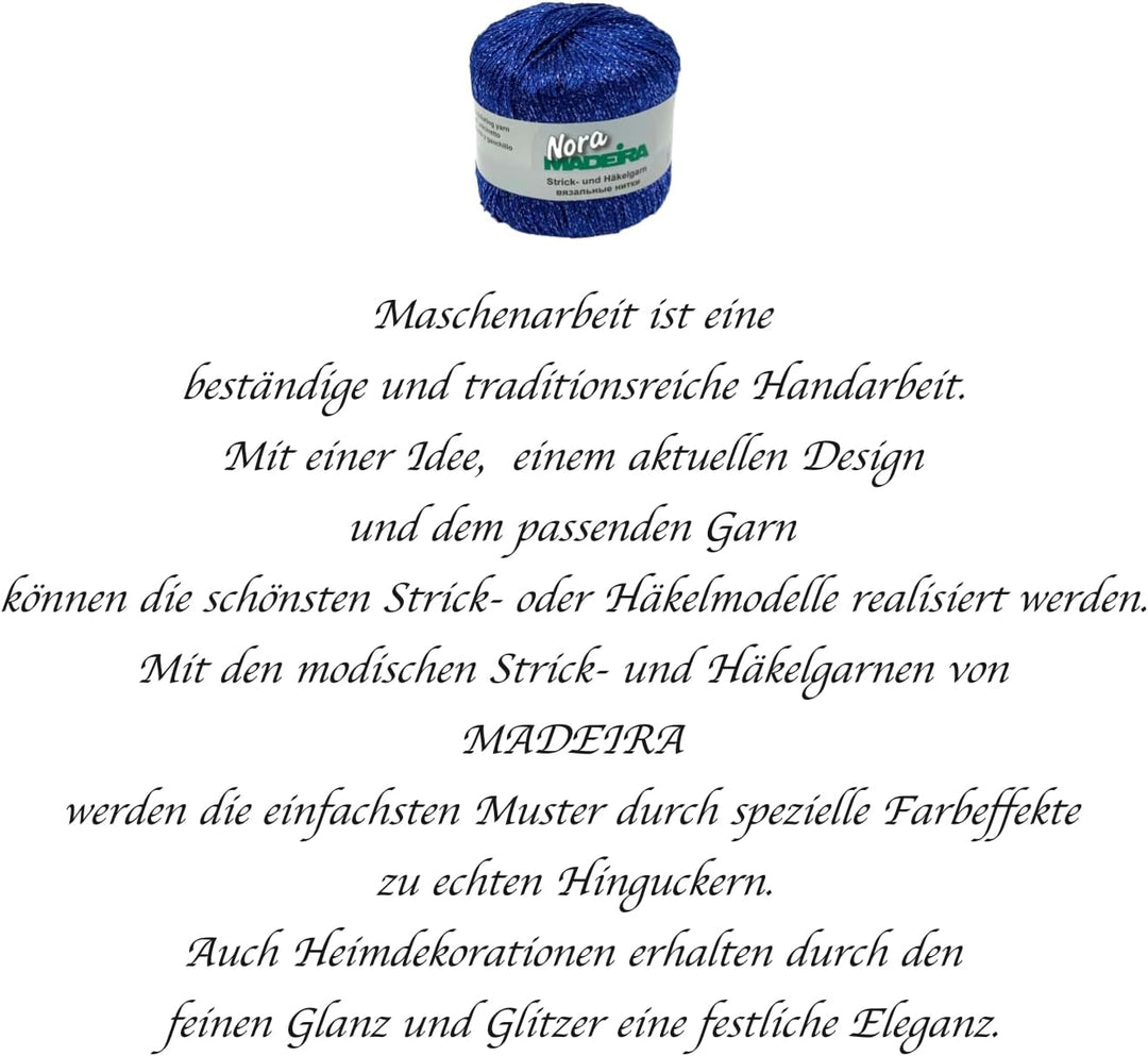 Häkelgarn Glitzergarn Strickgarn metallisiertes Haekelgarn Madeira Nora 5x25g Farbe 338 blau, 338 bl