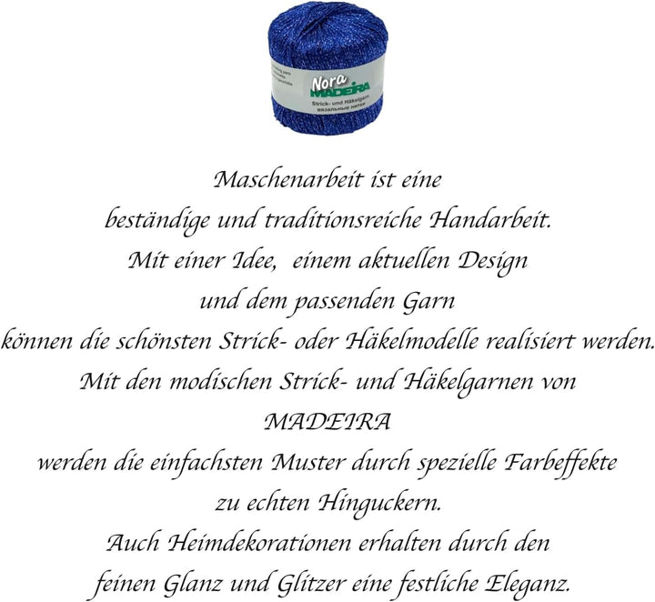 Häkelgarn Glitzergarn Strickgarn metallisiertes Haekelgarn Madeira Nora 5x25g Farbe 338 blau, 338 bl