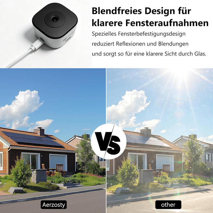 (2 Pack) 2K 3MP Überwachungskamera Innen für Fenster, Fensterkamera mit Farb-Nachtsicht, 5 GHz &amp; 2,4