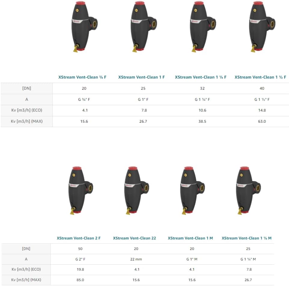 Flamco XStream Vent-Clean G 1" F Luftabscheider und Schlammabscheider für Heizung-11062 1 F Schwarz,