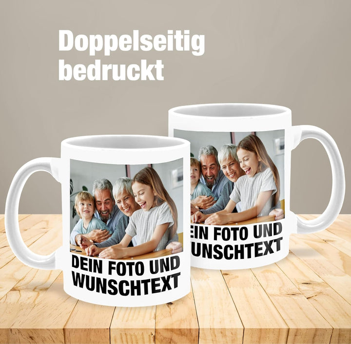 Tasse Tassen 325ml - Mit Foto I Eigenem Bild I Text I Name I Wunschtext - 325 ml - Weiss - mug with