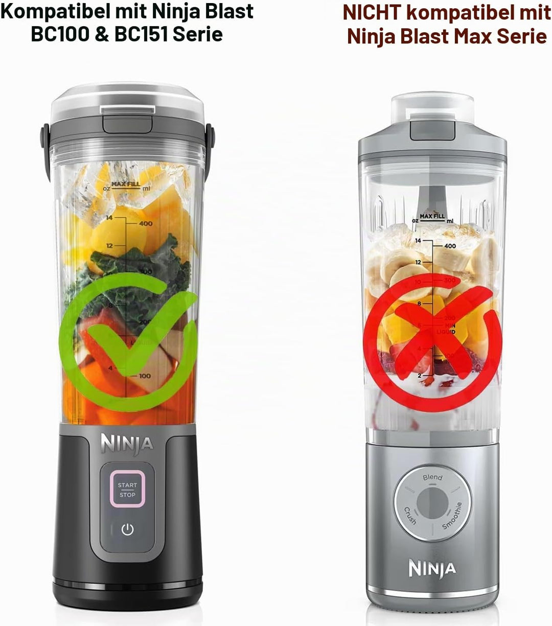 Mixgefäss Ersatzbecher kompatibel mit Ninja Blast Tragbarer Mixer BC151EUNV BC151EUBK BC151EUPR BC15