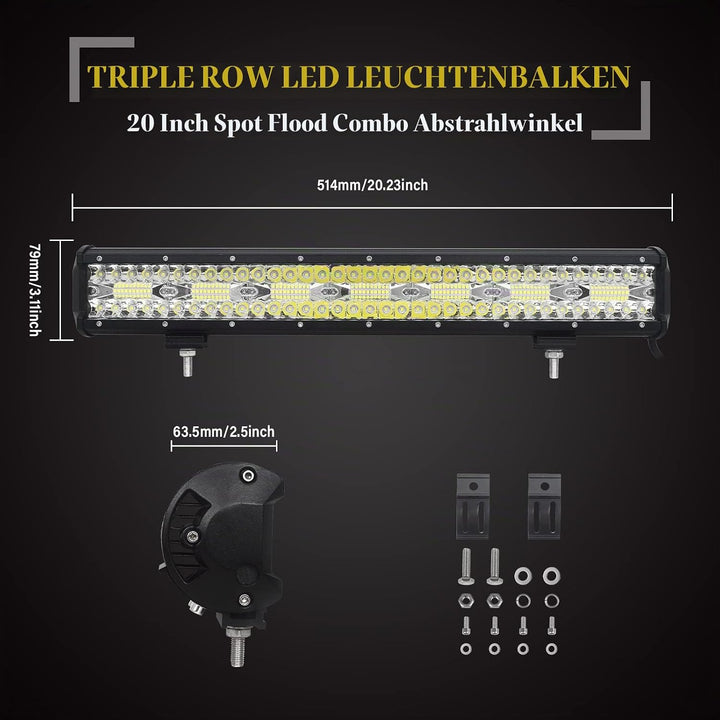 SKYWORLD 50.8cm Arbeitsscheinwerfer 420W LED-Lichtleiste, Zusatzscheinwerfer Offroad Scheinwerfer, k
