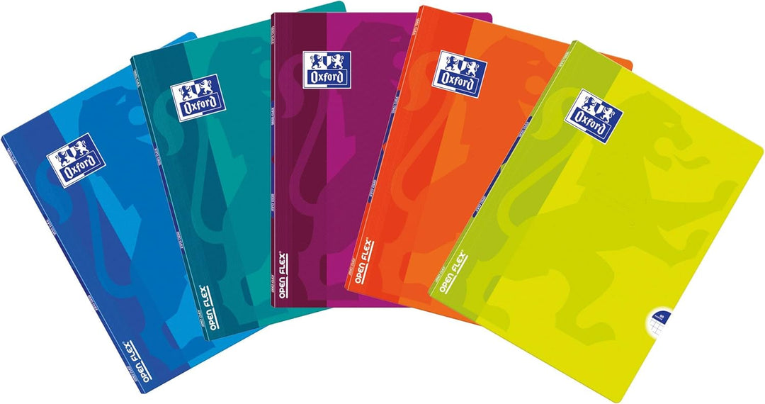 Oxford OPENFLEX Schulheft A5 Kladde 60 karierte Blätter mit Seitenrand, Schulbuch, Optik Paper 90 g,