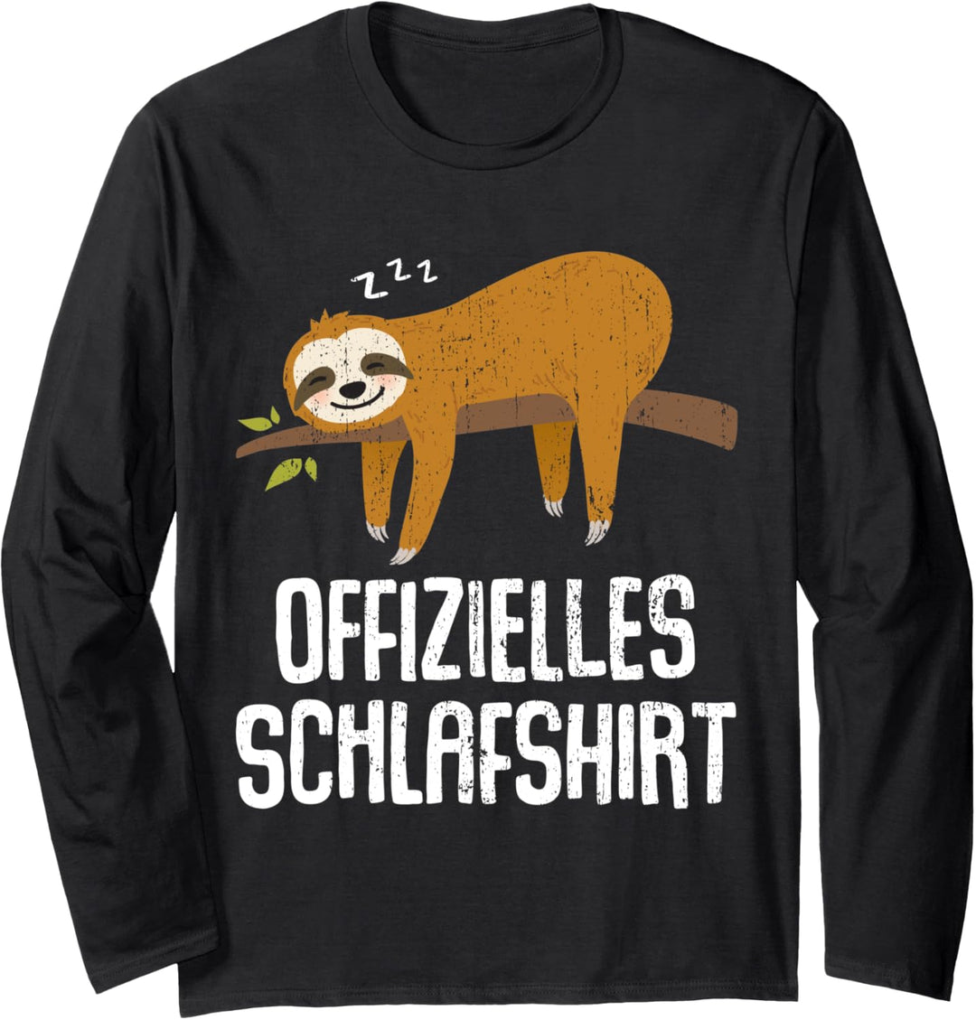 Nachthemd Schlafshirt Pyjama Schlafanzug Faultier Geschenk Langarmshirt
