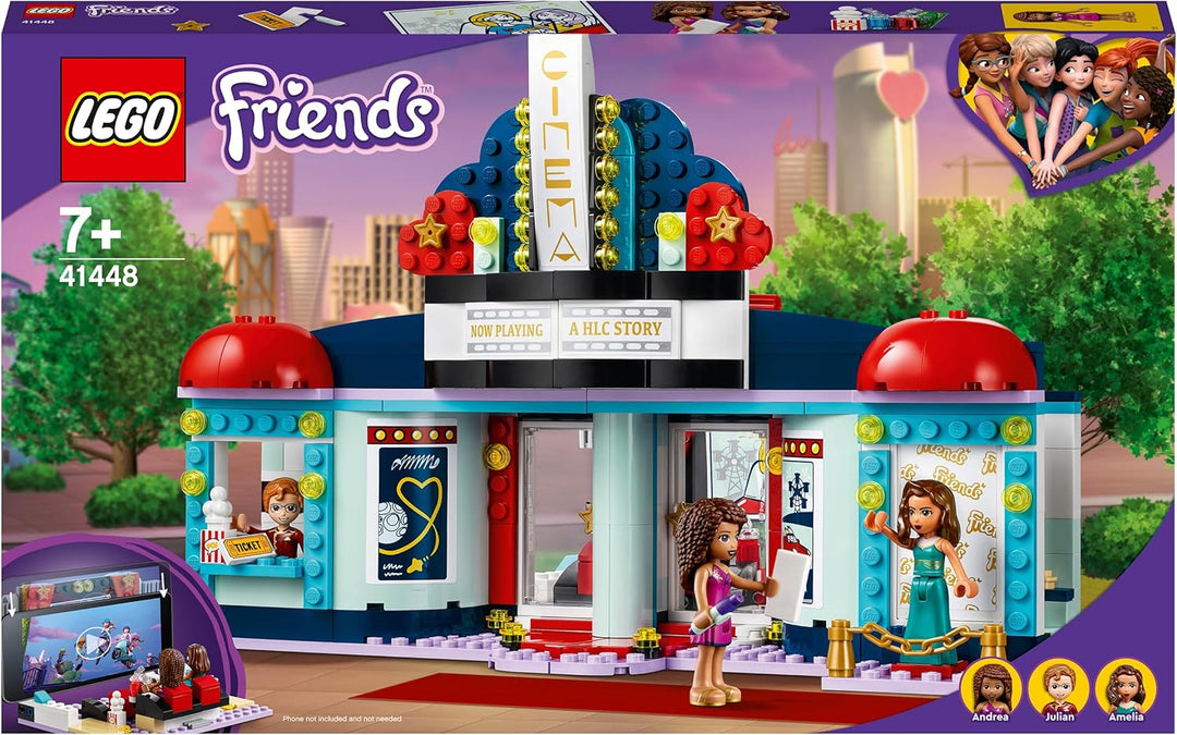 LEGO 41448 Friends Heartlake City Kino Set mit Mini Puppen und Smartphone-Halter, Konstruktionsspiel