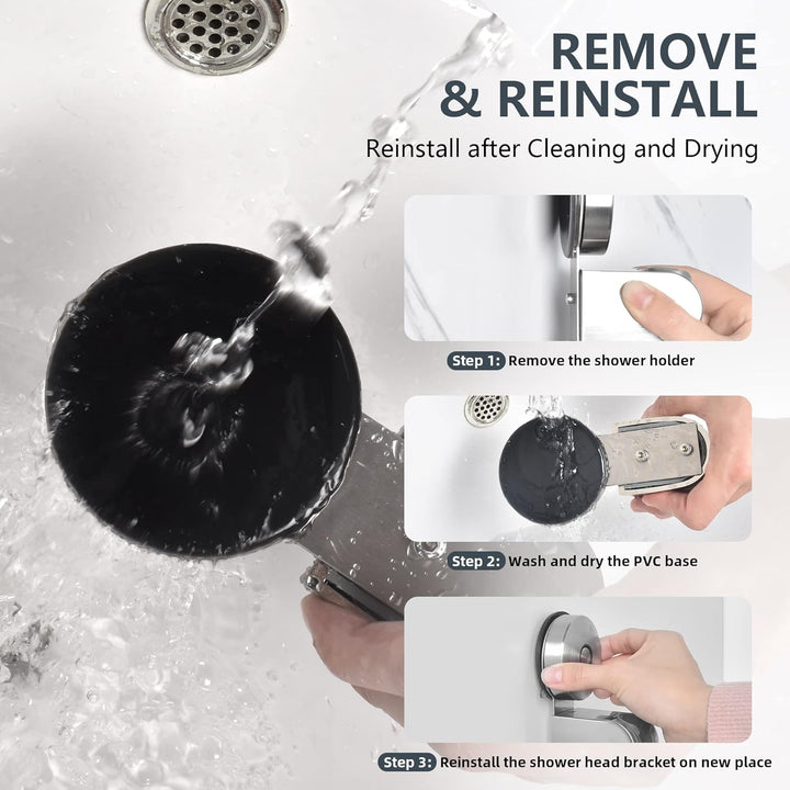 JOMOLA Duschkopfhalterung Ohne Bohren 4 Winkel Verstellbarer Handbrause Halterung Vakuum Saugnapf Du