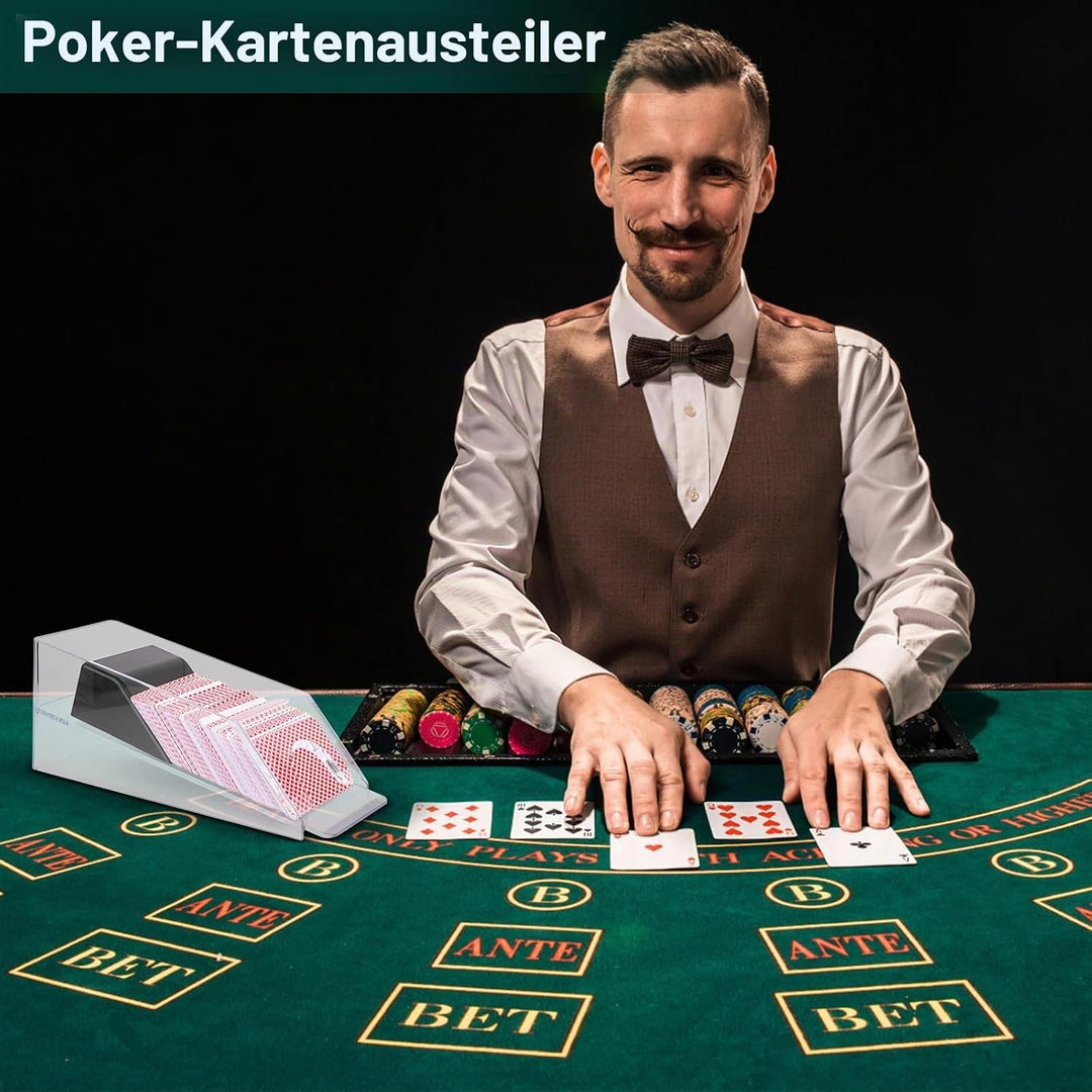 Blackjack Dealing Shoe, Clear Acryl Kartenschlitten für Spielkarten, Kartenspender Kartenmischmaschi