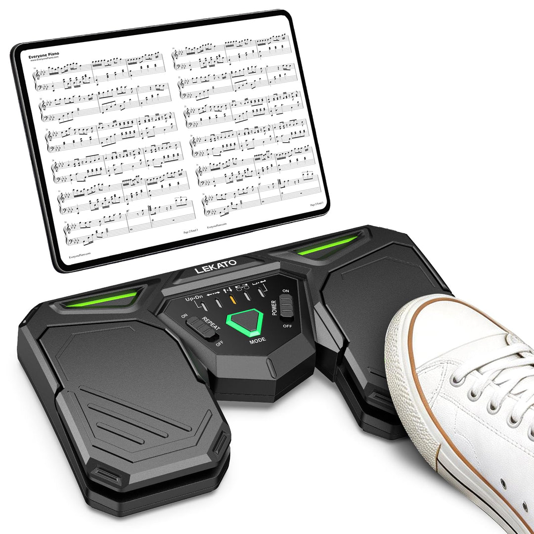 LEKATO Bluetooth Seitenumblätterpedal, wiederaufladbarer kabelloser Seitenumblätter mit 40 Stunden S