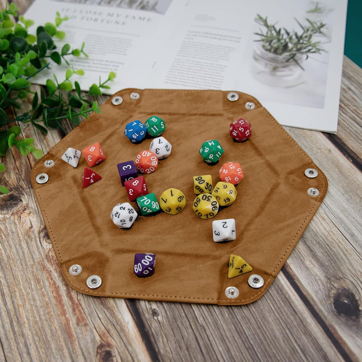 SIQUK 6 Stück Würfelbrett Doppelseitig Würfelbretter Samt Faltbar Würfeltablett Hexagon Würfelteller